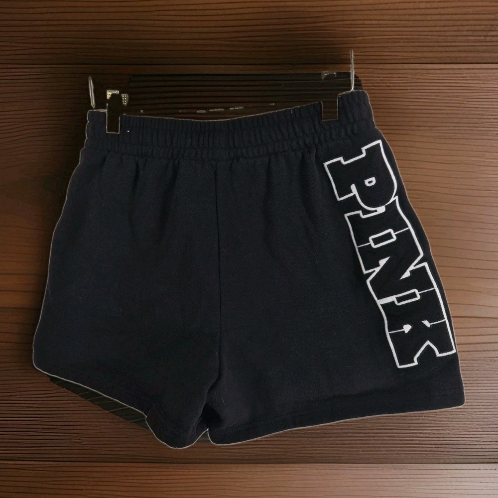 PINK Victoria's Secret Black Logo Graphic Sweat Shorts Women's XS
